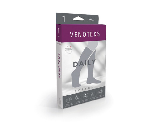 Компрессионные гольфы VENOTEKS Daily Cotton 1 класс компрессии, черные
